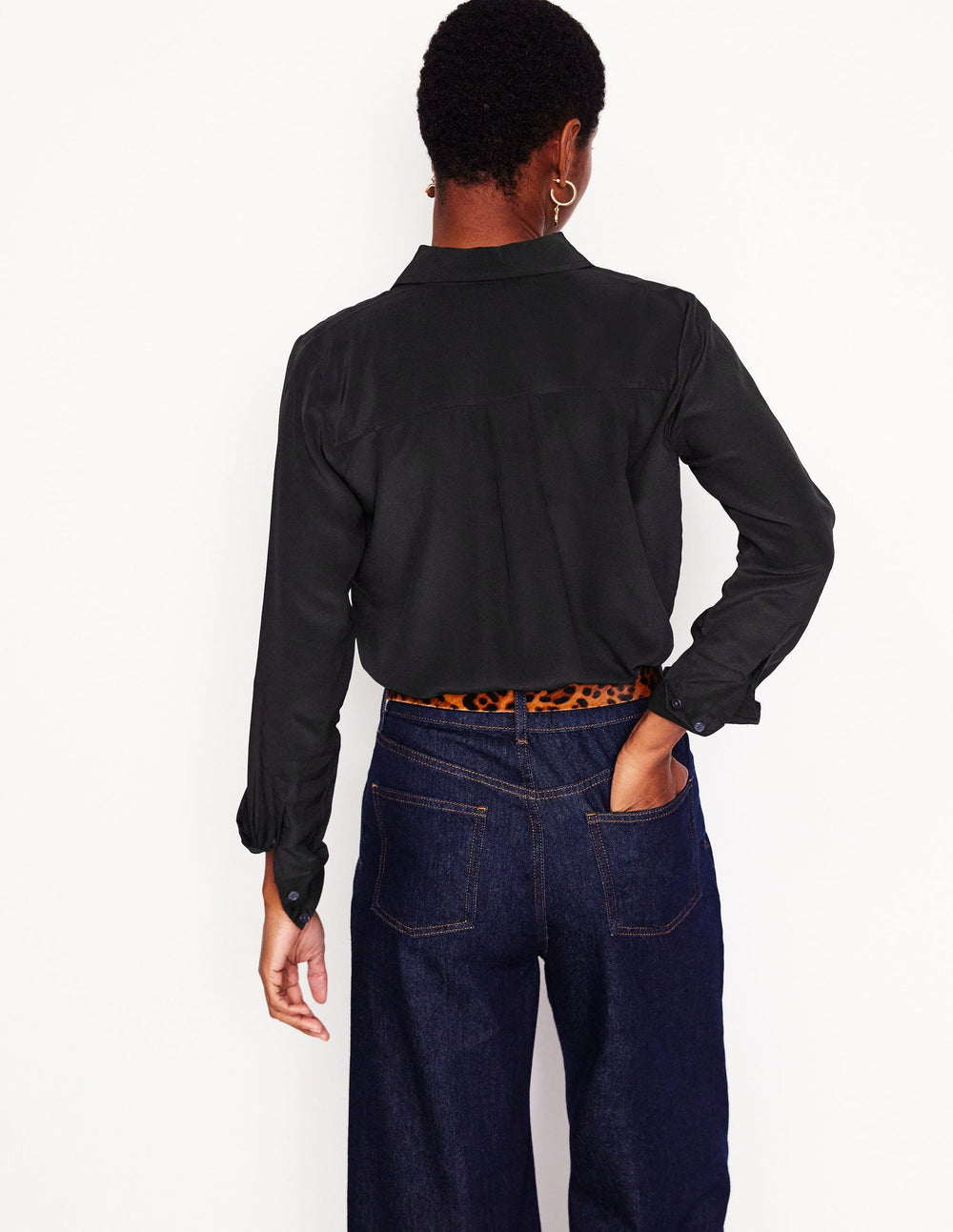 Boden Sienna Silk Shirt - Black