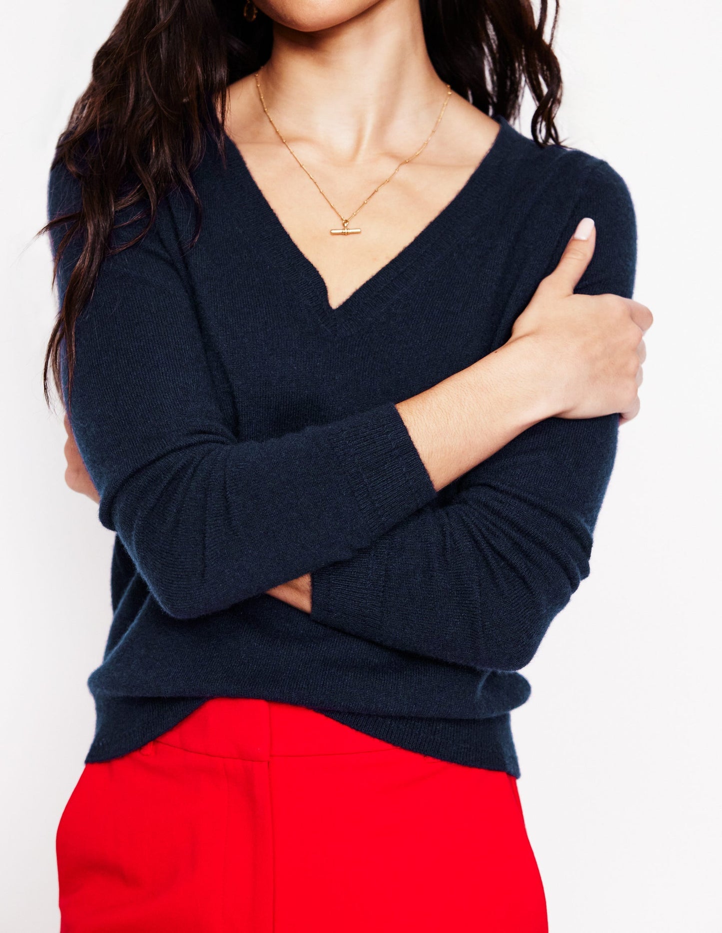 Boden Eva Cashmere V - Neck Sweater - Navy