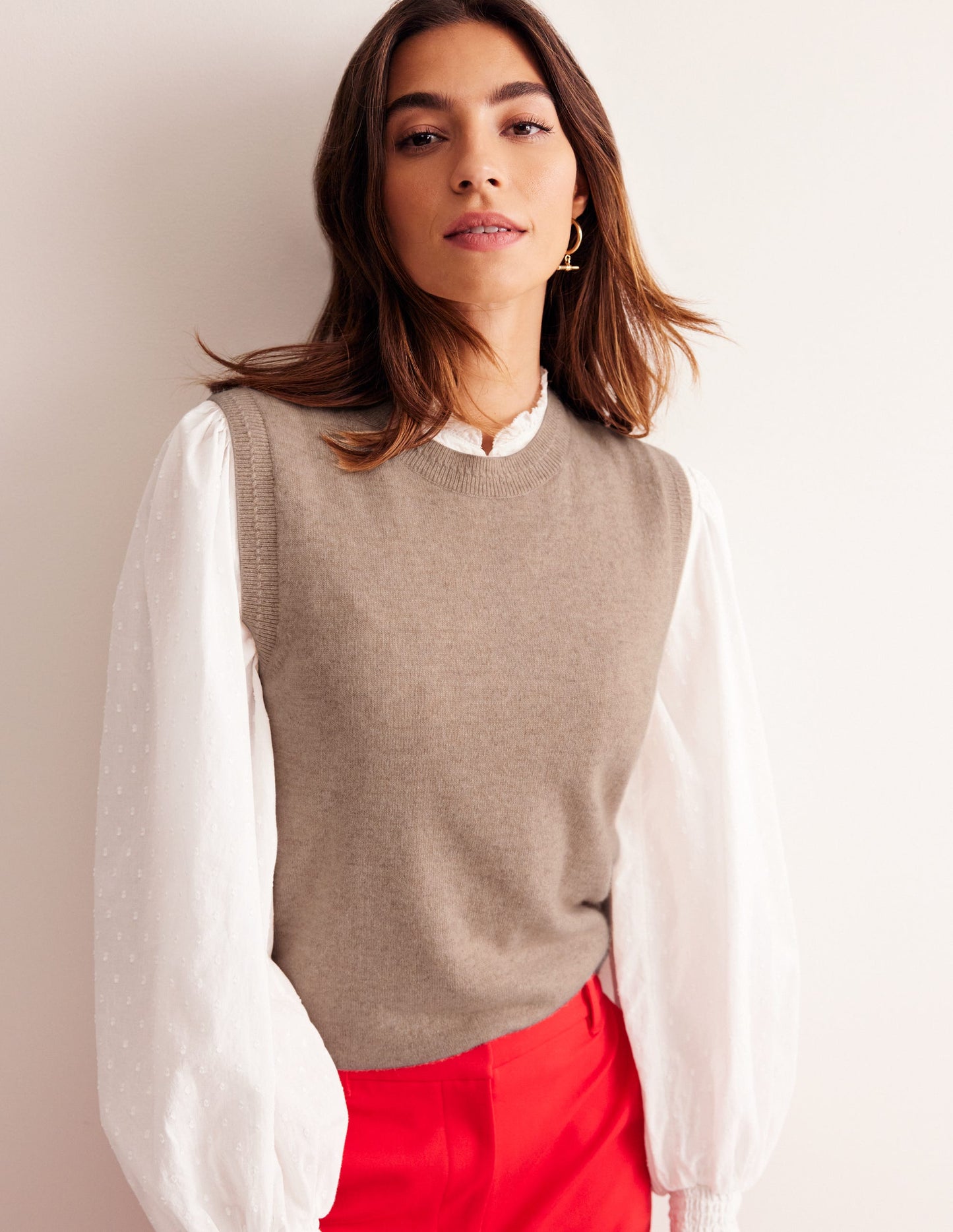 Boden Eva Cashmere Vest - Chinchilla Melange