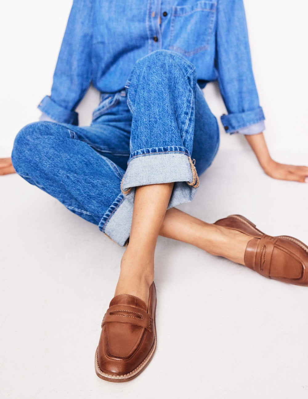 Boden Nya Penny Loafers - Tan Burnished Leather