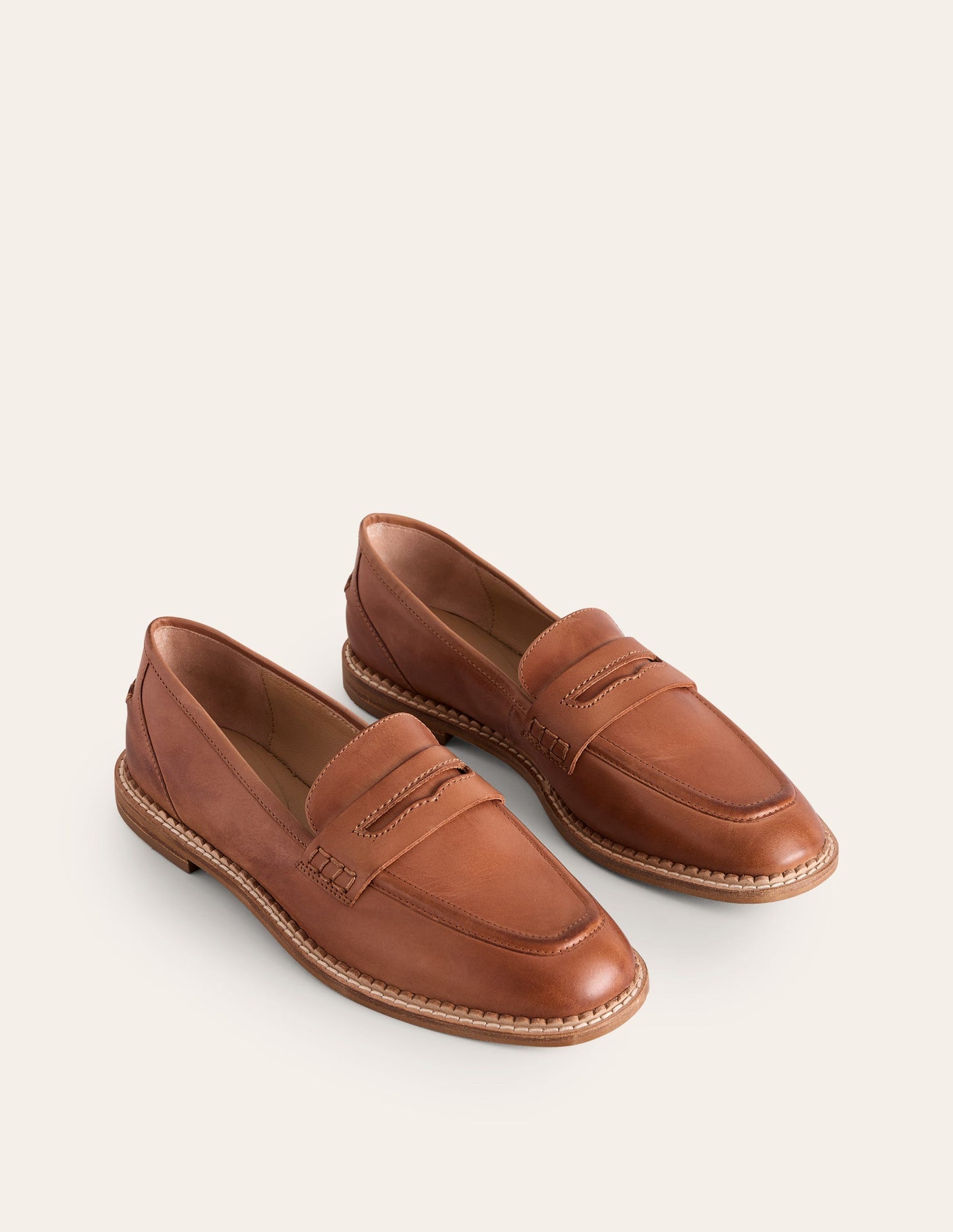 Boden Nya Penny Loafers - Tan Burnished Leather