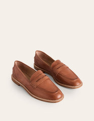 Boden Nya Penny Loafers - Tan Burnished Leather