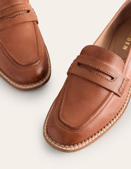 Boden Nya Penny Loafers - Tan Burnished Leather