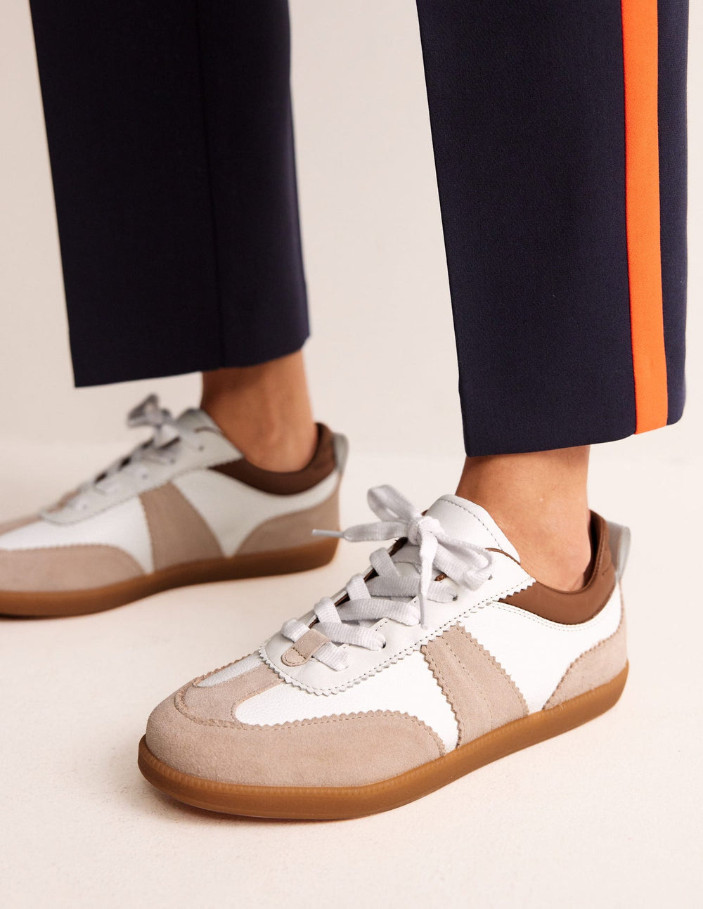 Boden Erin Retro Tennis Trainers - White Mix