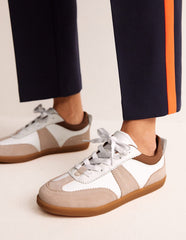Boden Erin Retro Tennis Trainers - White Mix