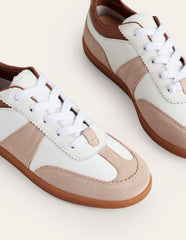 Boden Erin Retro Tennis Trainers - White Mix