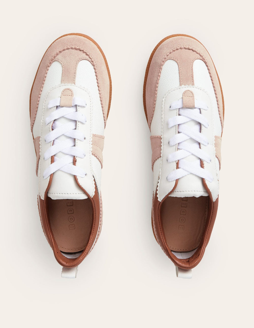 Boden Erin Retro Tennis Trainers - White Mix