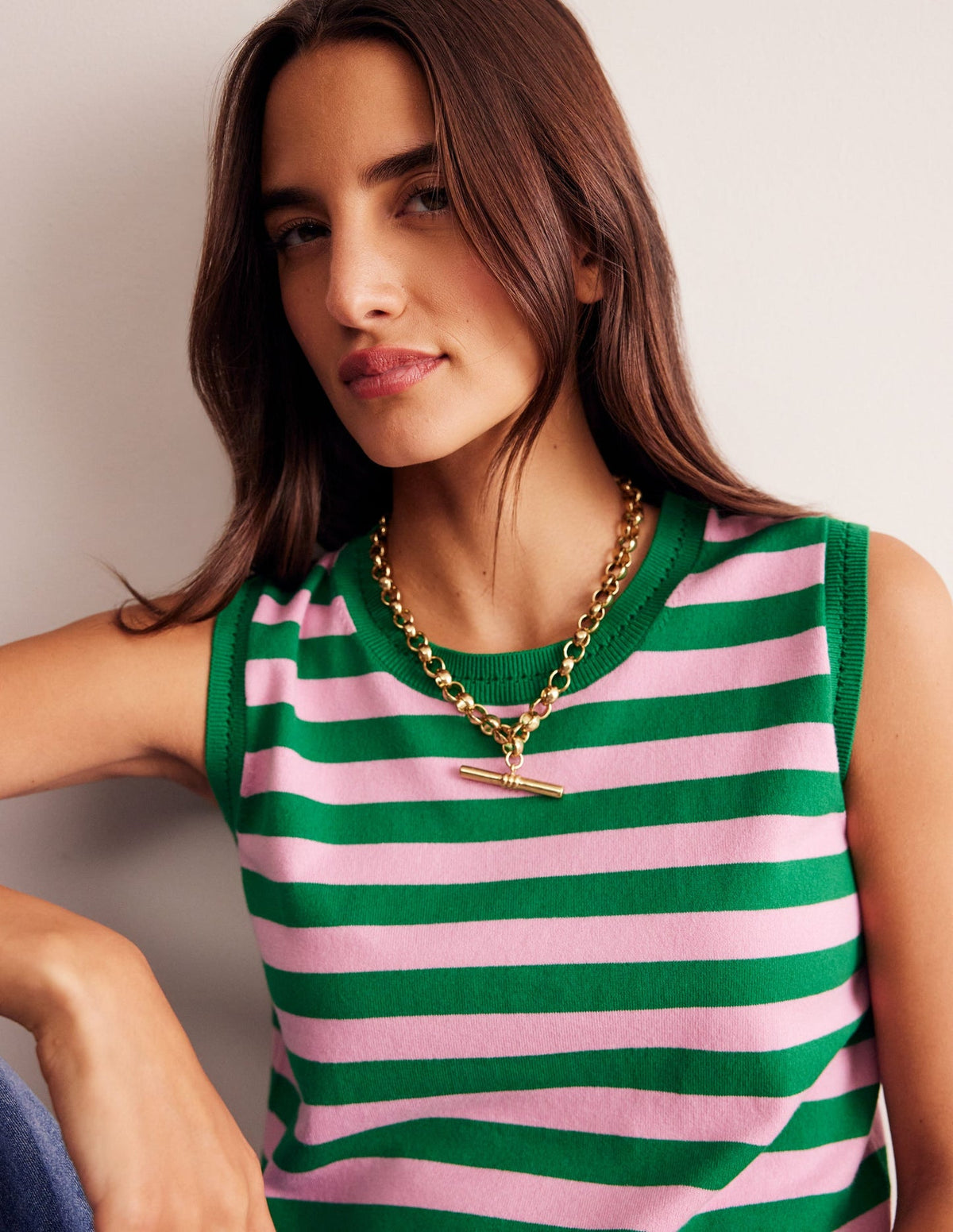 Boden Chunky T - bar Chain Necklace - Gold