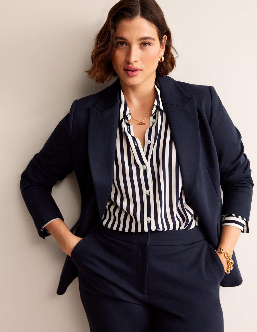 Boden Marylebone Ponte Blazer - Navy