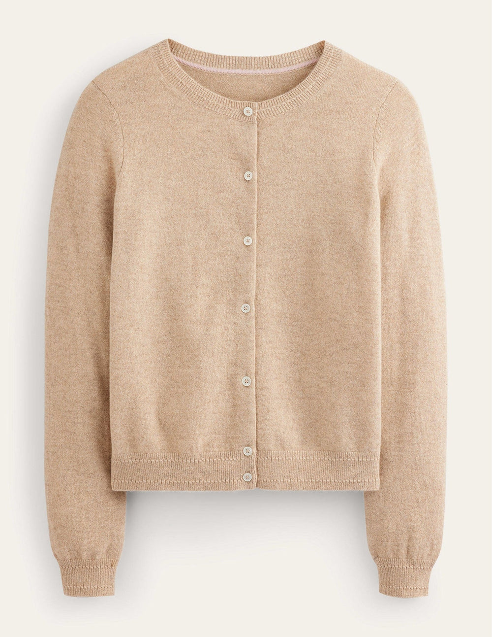 Boden Eva Cashmere Crew Cardigan - Chinchilla Melange