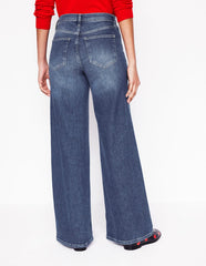 Boden High Rise Wide Leg Jeans - Mid Vintage