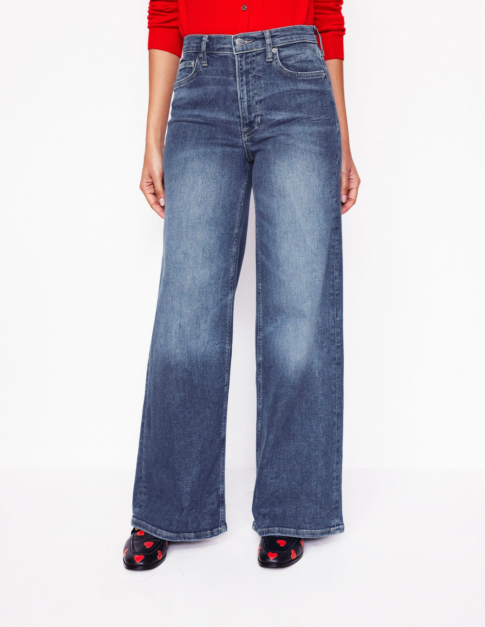 Boden High Rise Wide Leg Jeans - Mid Vintage