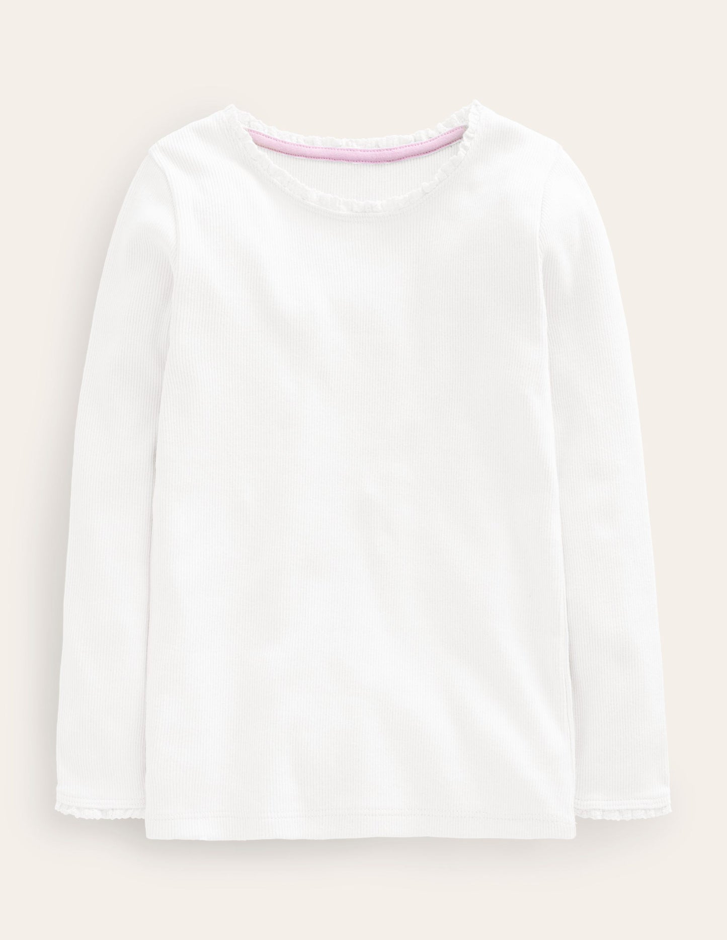 Boden Ribbed Long Sleeve T-shirt - White