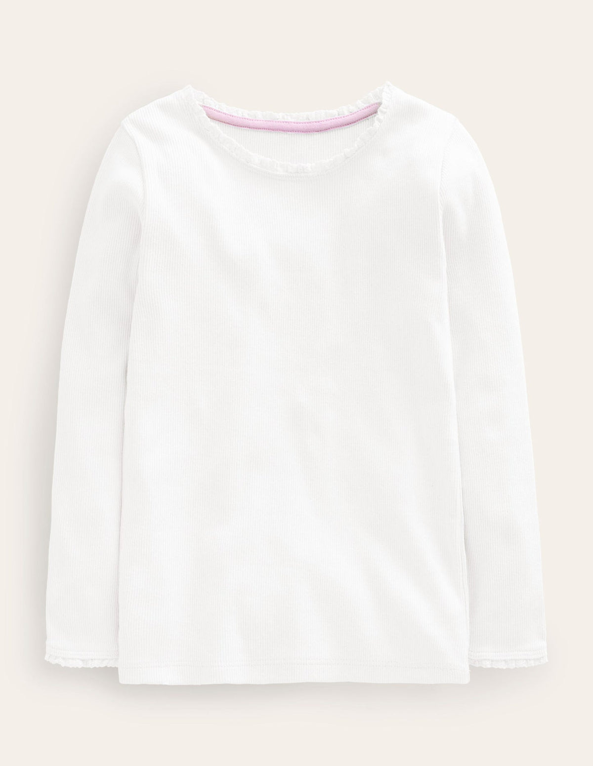Boden Ribbed Long Sleeve T-shirt - White