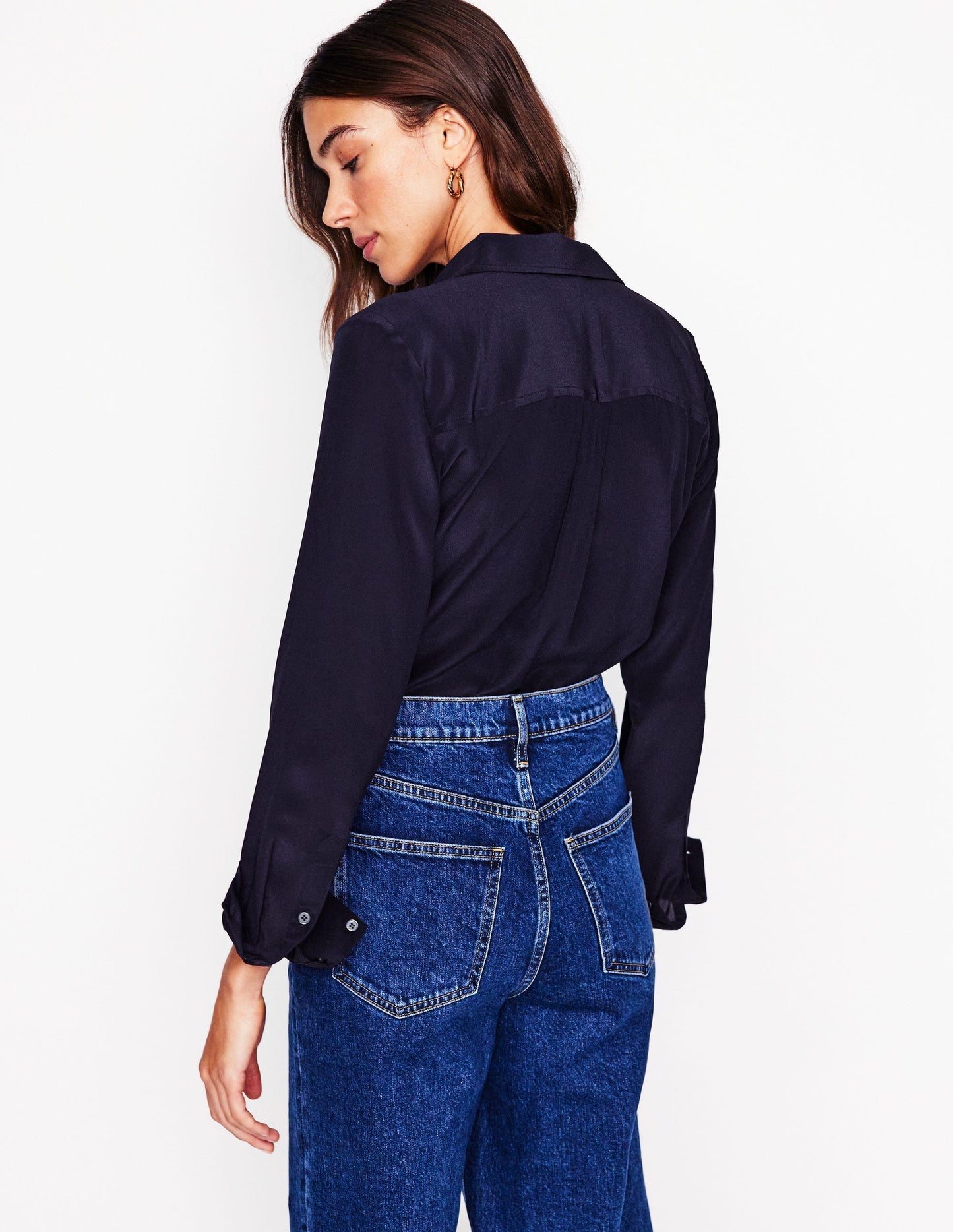 Boden Sienna Silk Shirt - Navy