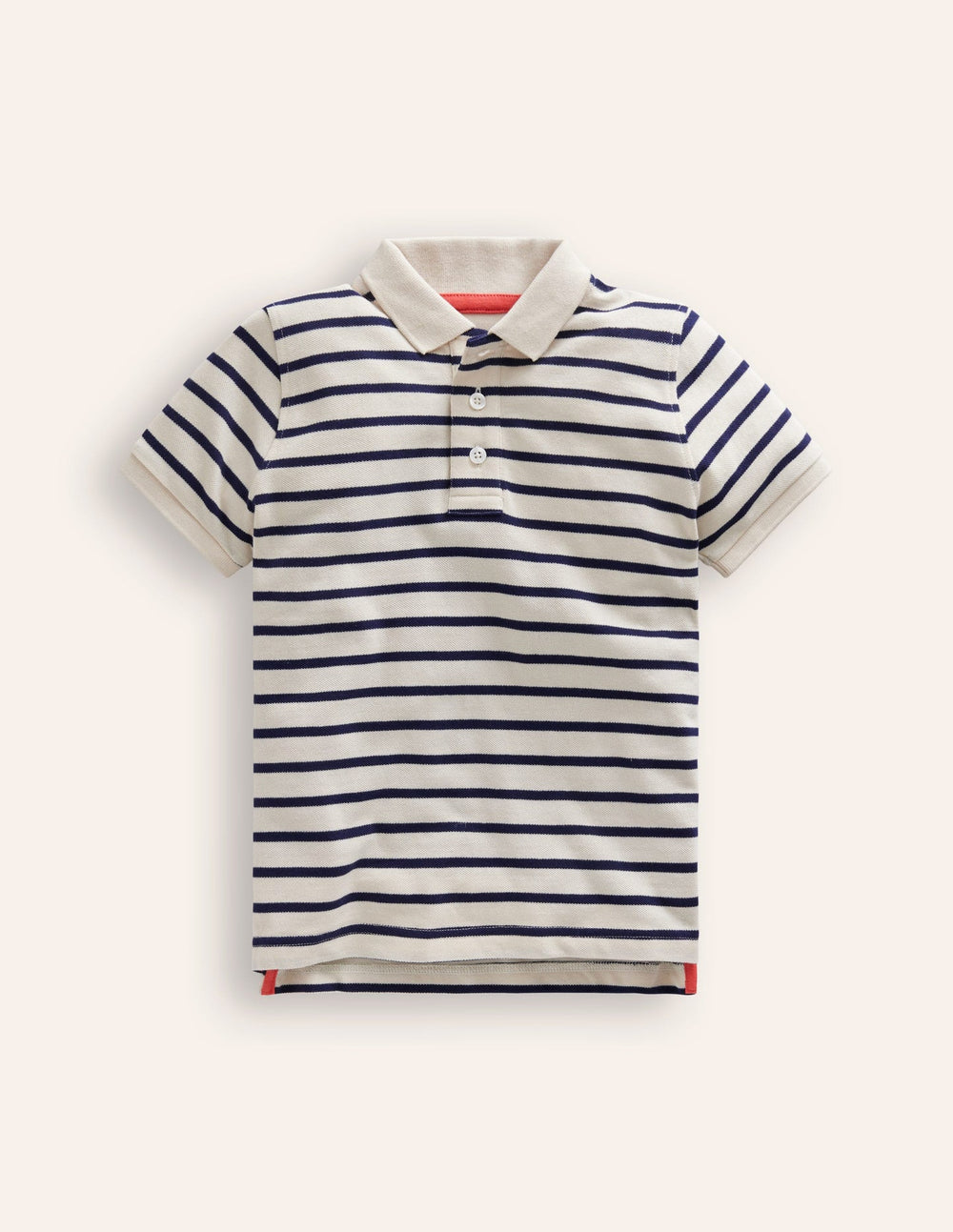 Boden Piqué Polo Shirt - Ivory/College Navy