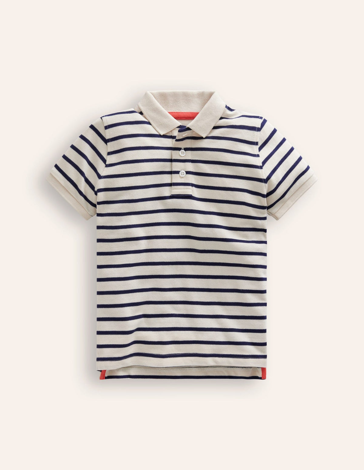 Boden Piqué Polo Shirt - Ivory/College Navy