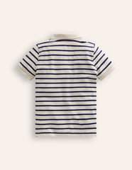 Boden Piqué Polo Shirt - Ivory/College Navy