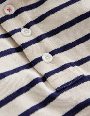 Boden Piqué Polo Shirt - Ivory/College Navy