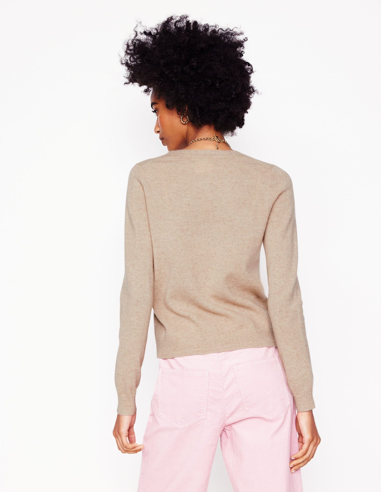 Boden Eva Cashmere V - Neck Sweater - Chinchilla Melange