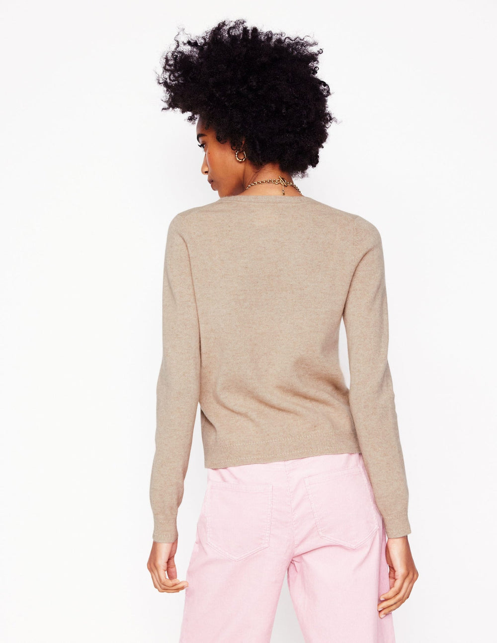 Boden Eva Cashmere V - Neck Sweater - Chinchilla Melange