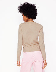 Boden Eva Cashmere V - Neck Sweater - Chinchilla Melange