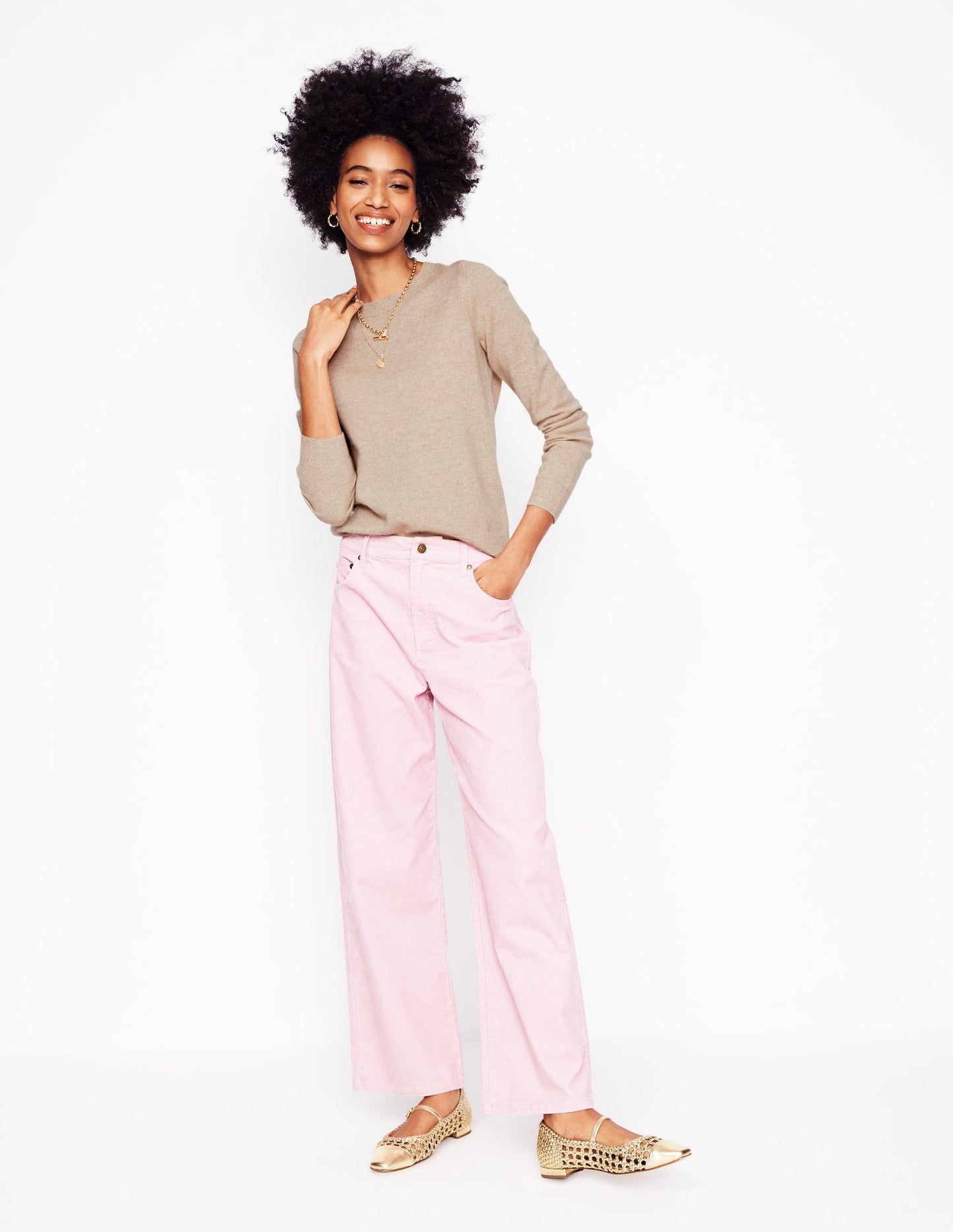 Boden Eva Cashmere V - Neck Sweater - Chinchilla Melange