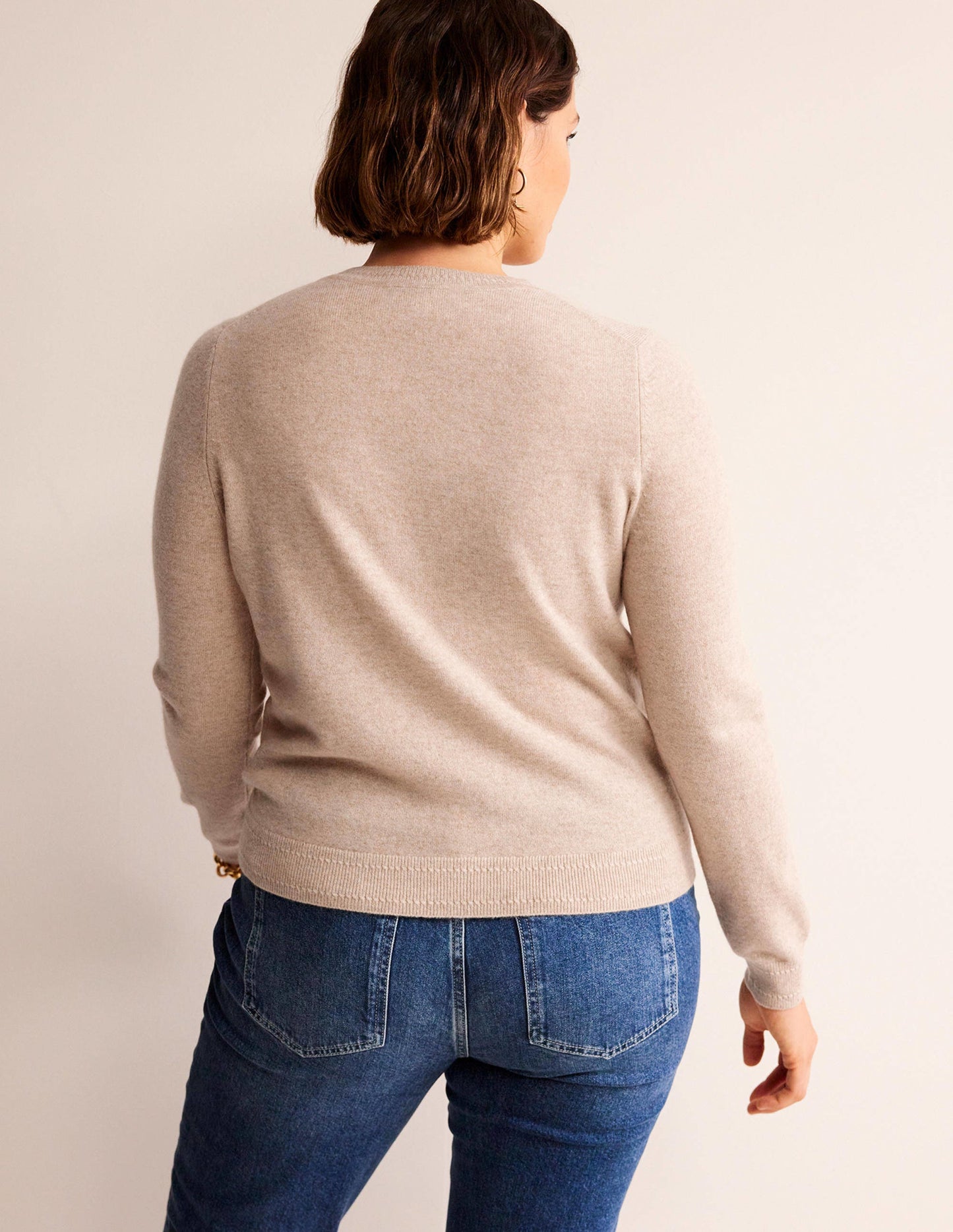 Boden Eva Cashmere V - Neck Sweater - Chinchilla Melange