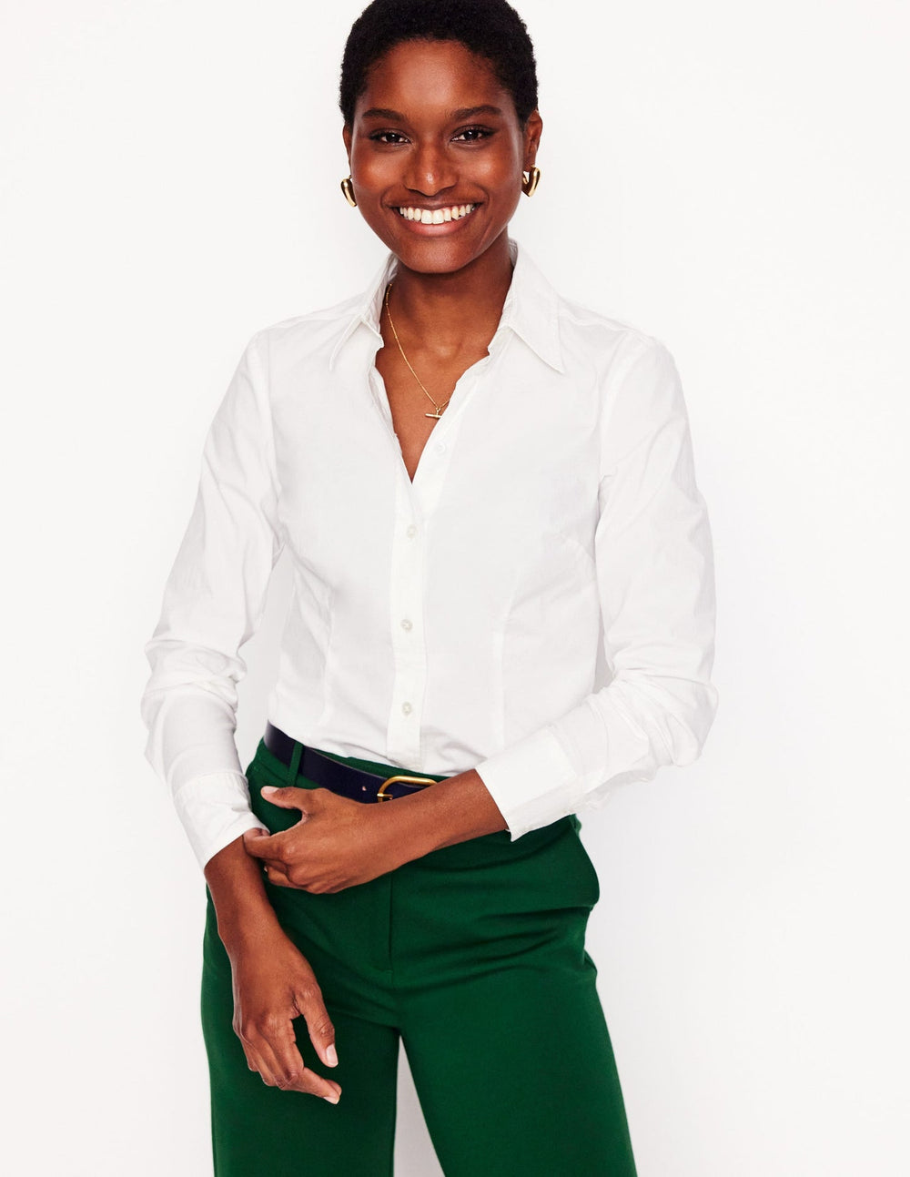 Boden Saskia Stretch Cotton Shirt - White