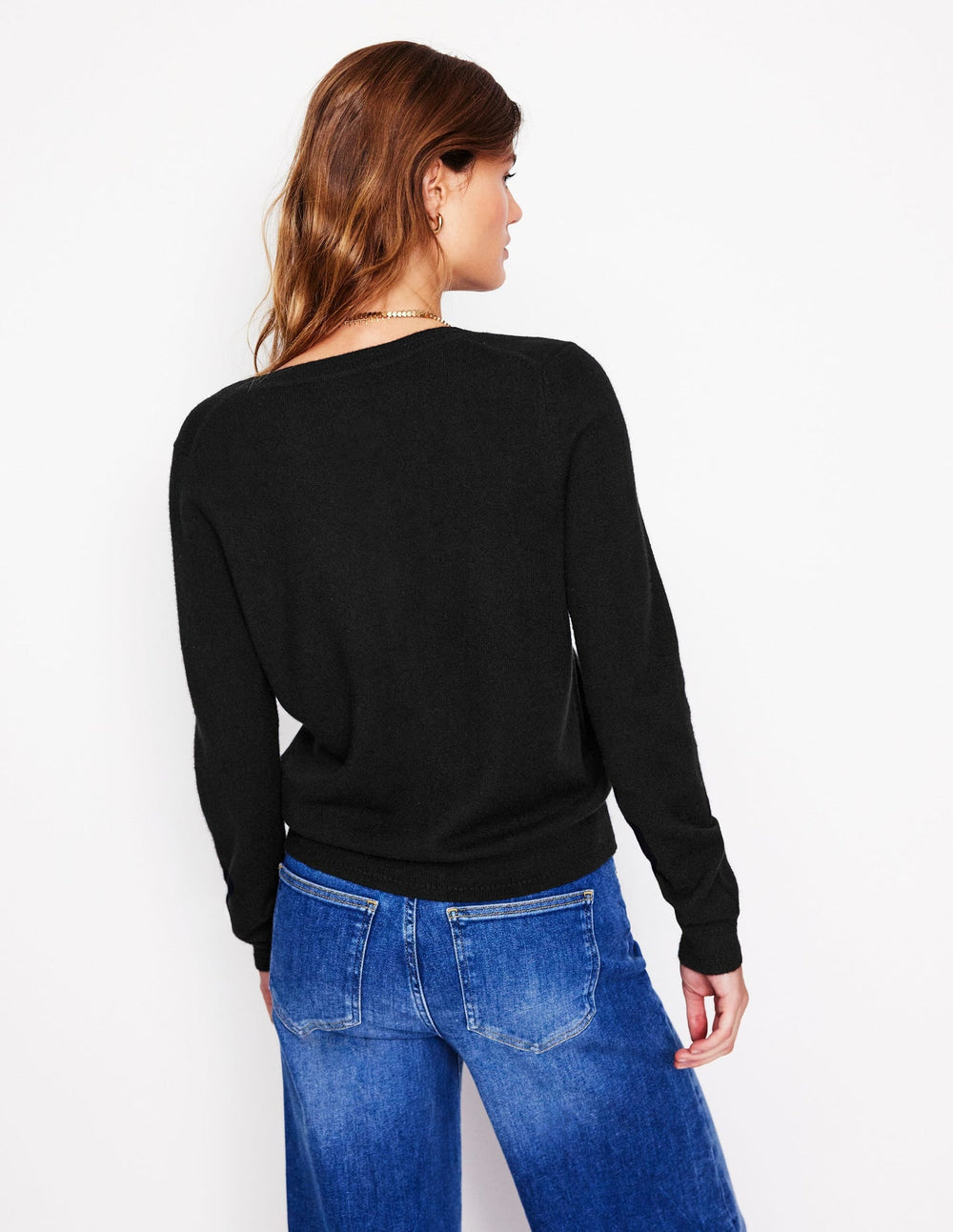 Boden Eva Cashmere Crew Cardigan - Black