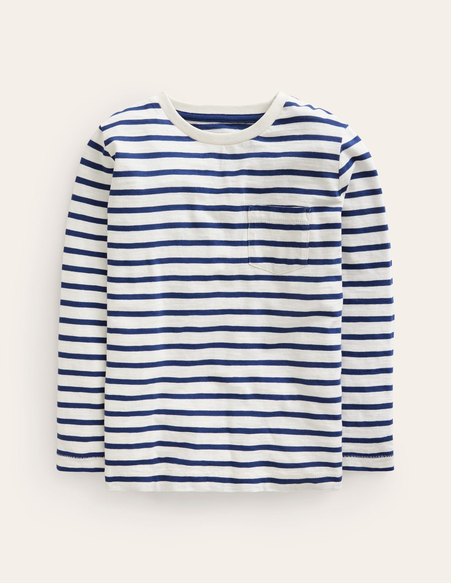 Boden Everyday Long Sleeve T-shirt - Soft Ivory/ College Navy
