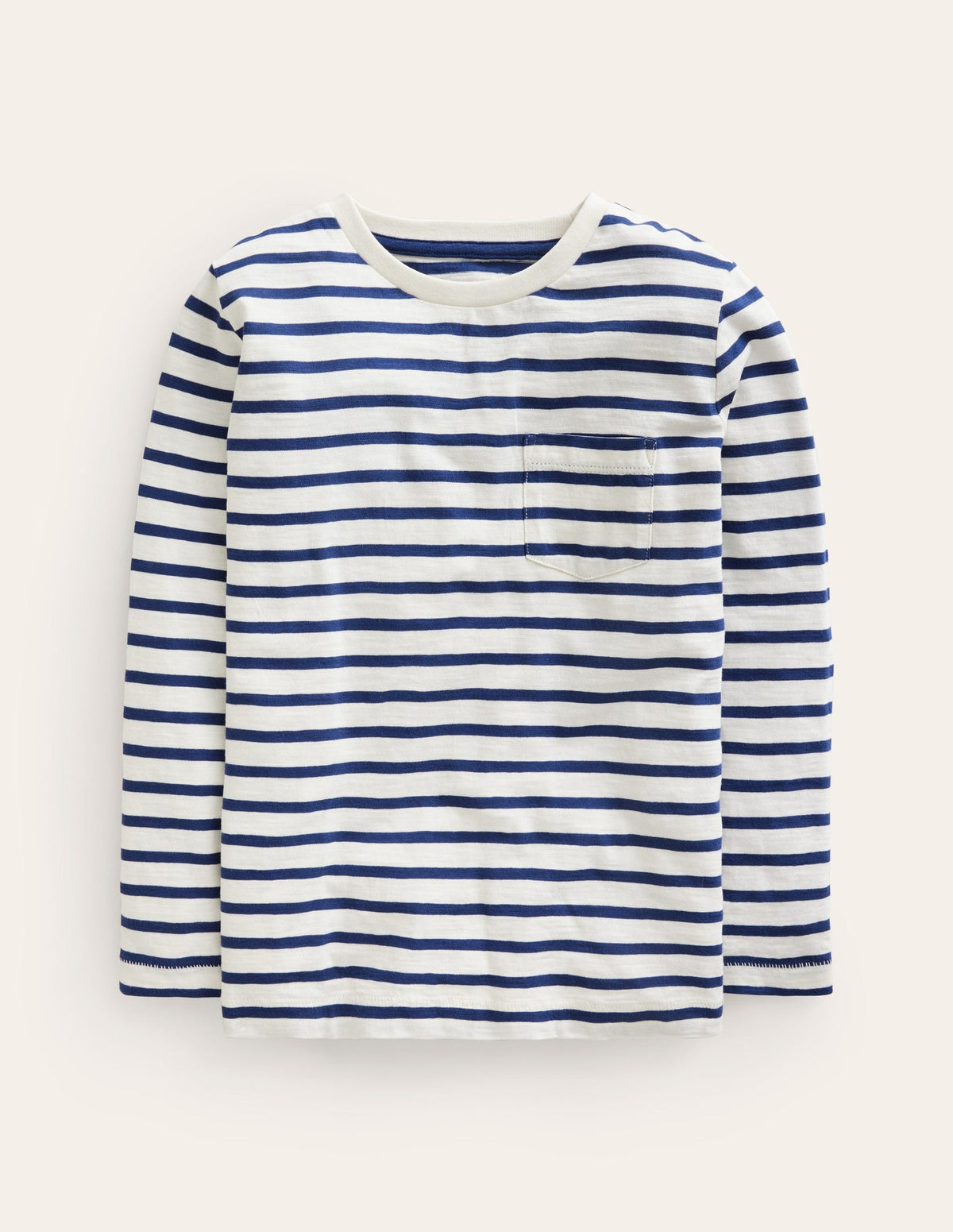 Boden Everyday Long Sleeve T-shirt - Soft Ivory/ College Navy