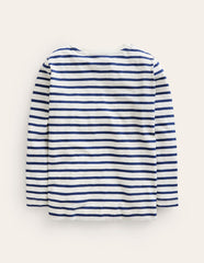 Boden Everyday Long Sleeve T-shirt - Soft Ivory/ College Navy