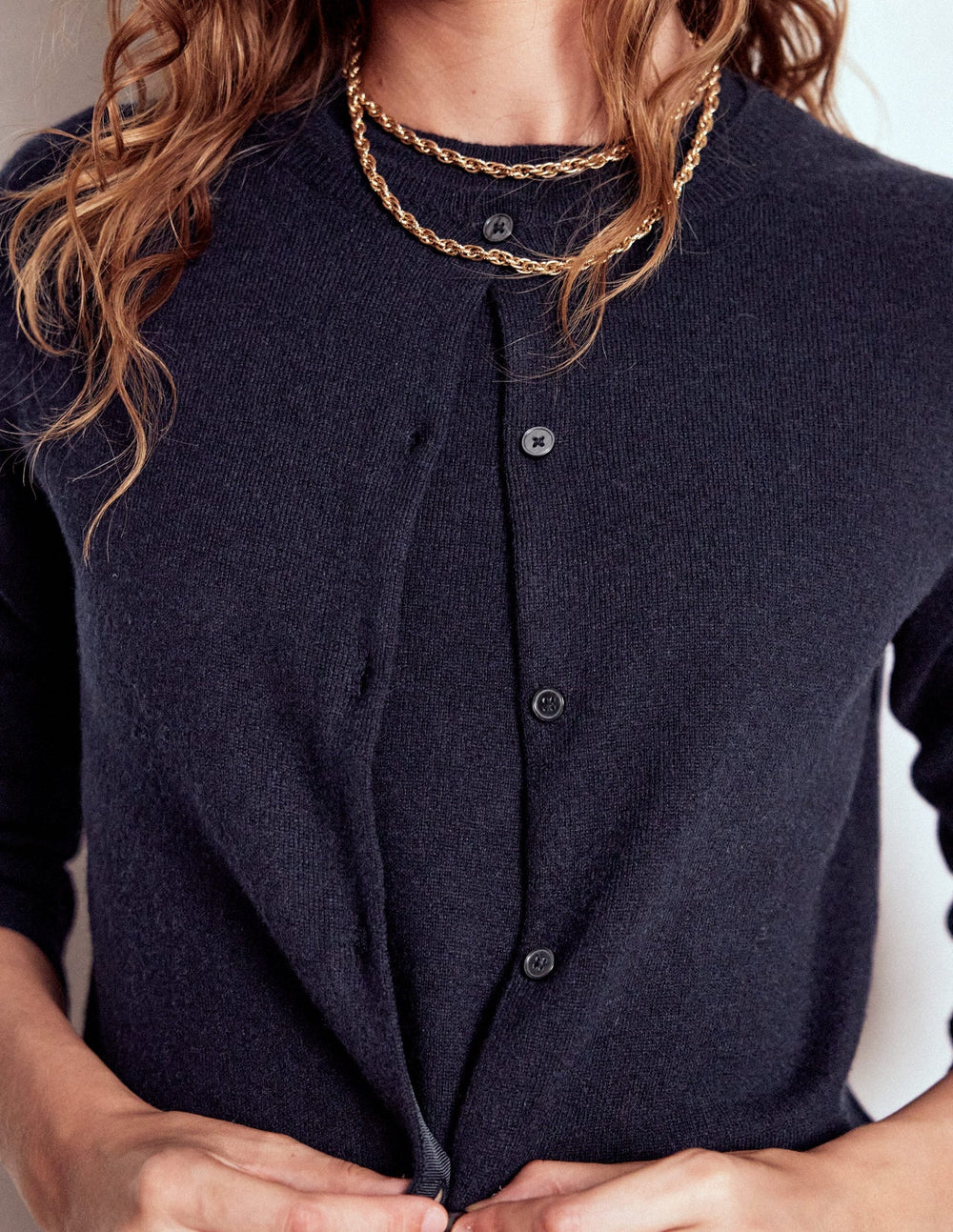 Boden Eva Cashmere Crew Cardigan - Navy