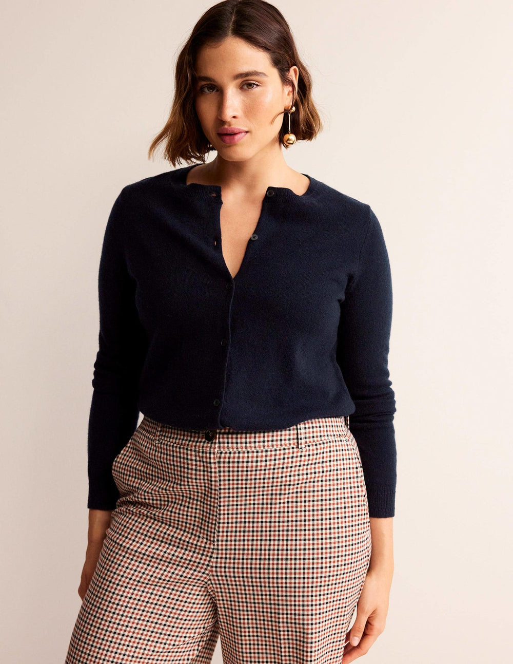 Boden Eva Cashmere Crew Cardigan - Navy