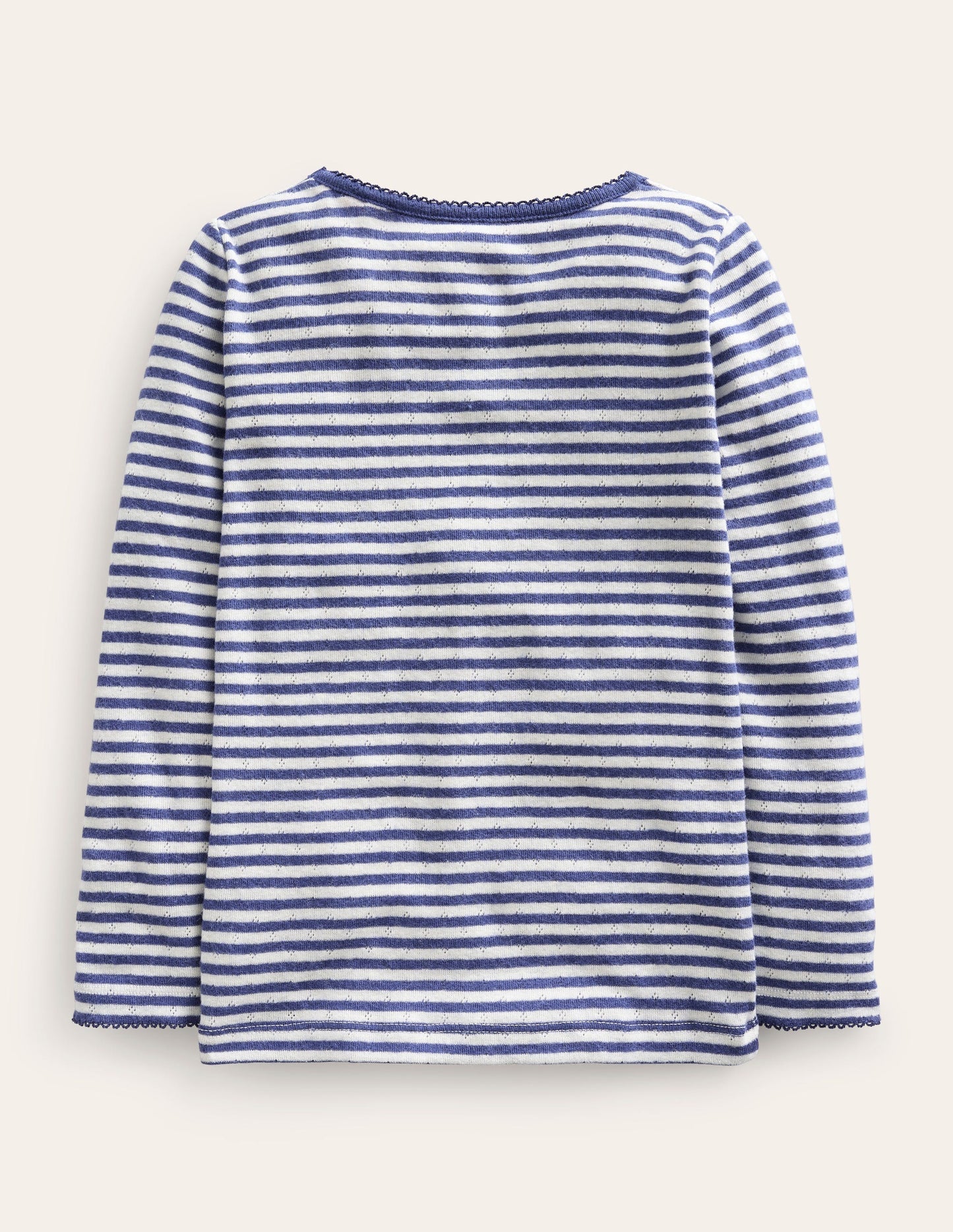 Boden Long Sleeve Pointelle Top - Starboard Blue/Soft Ivory