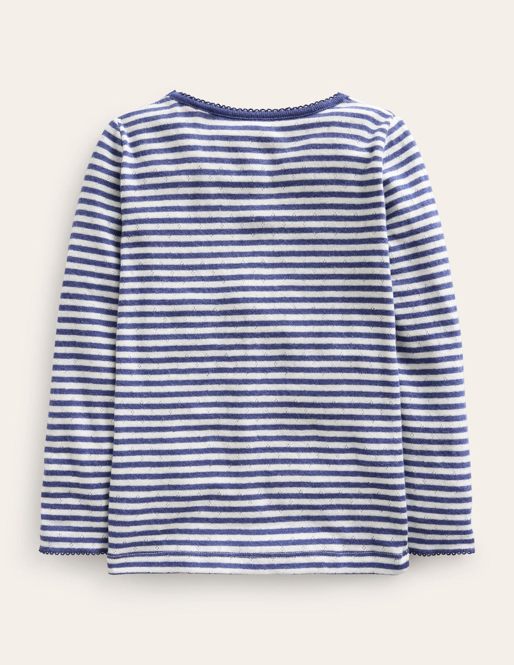 Boden Long Sleeve Pointelle Top - Starboard Blue/Soft Ivory