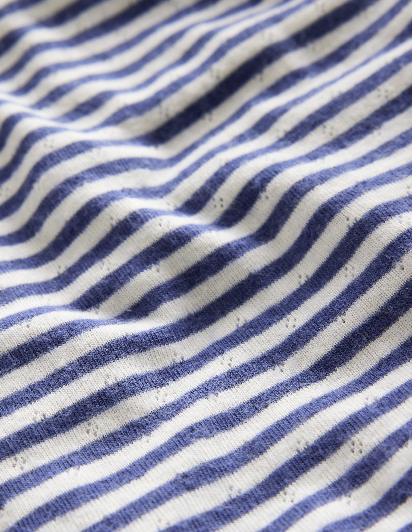 Boden Long Sleeve Pointelle Top - Starboard Blue/Soft Ivory