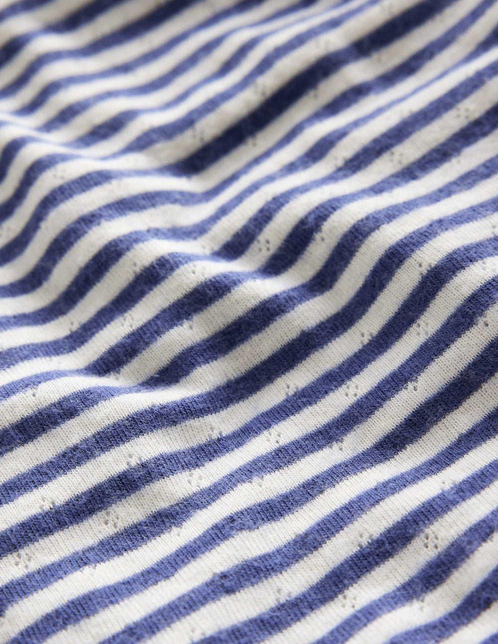 Boden Long Sleeve Pointelle Top - Starboard Blue/Soft Ivory