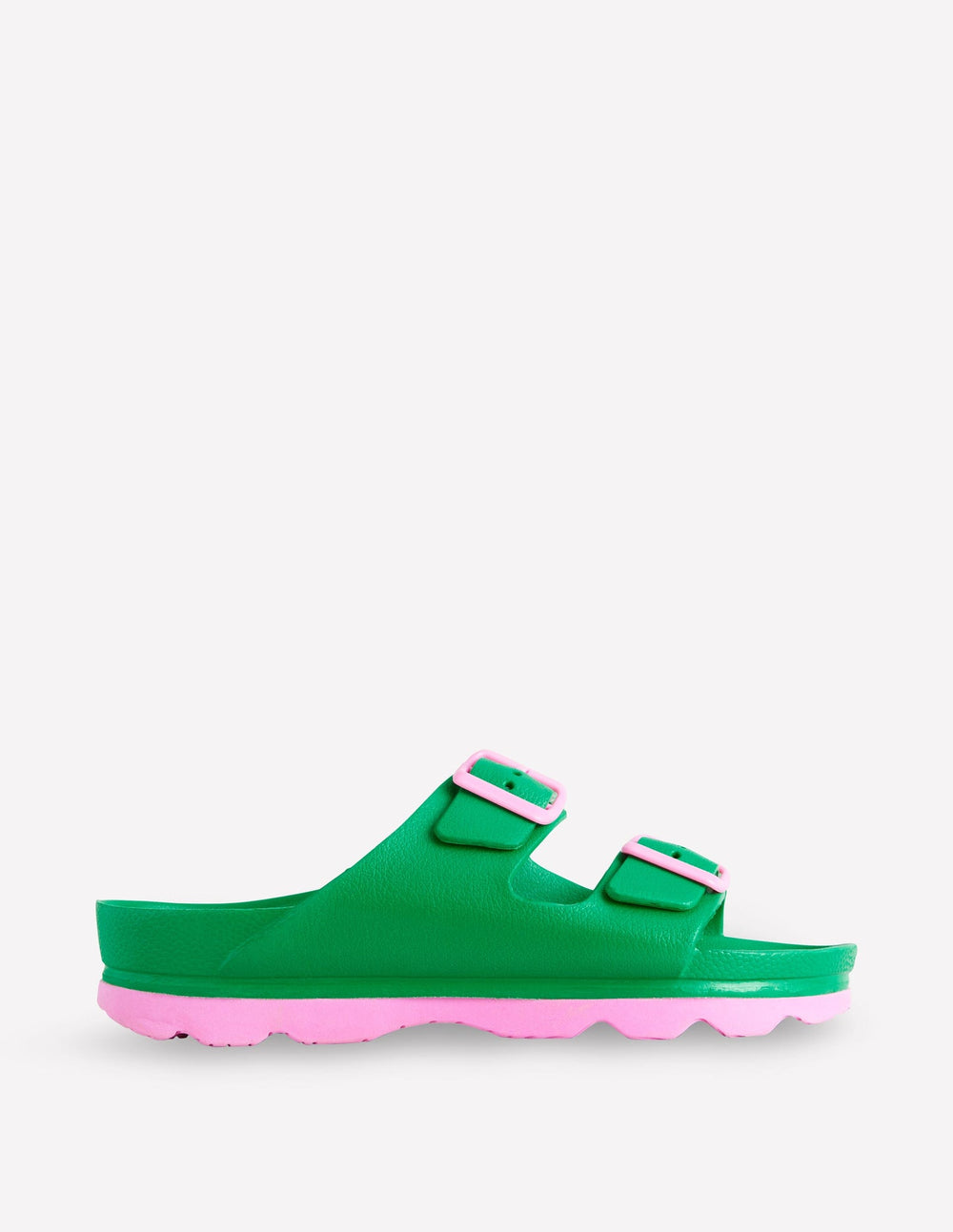 Boden Lyla Double Buckle Sliders - Rich Emerald/Soft Pink