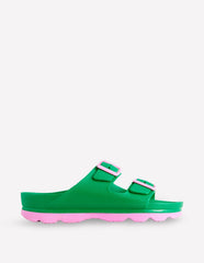 Boden Lyla Double Buckle Sliders - Rich Emerald/Soft Pink