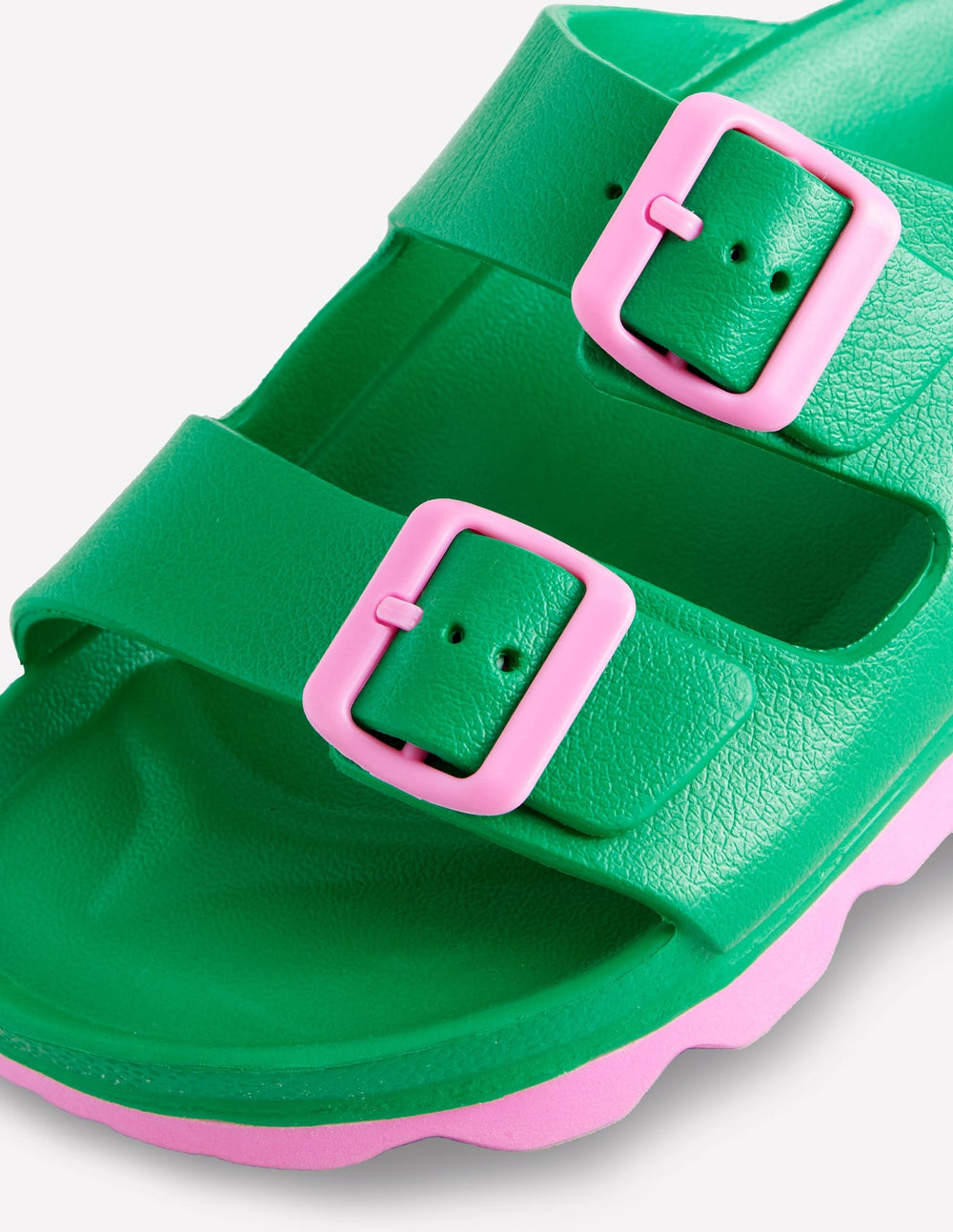 Boden Lyla Double Buckle Sliders - Rich Emerald/Soft Pink