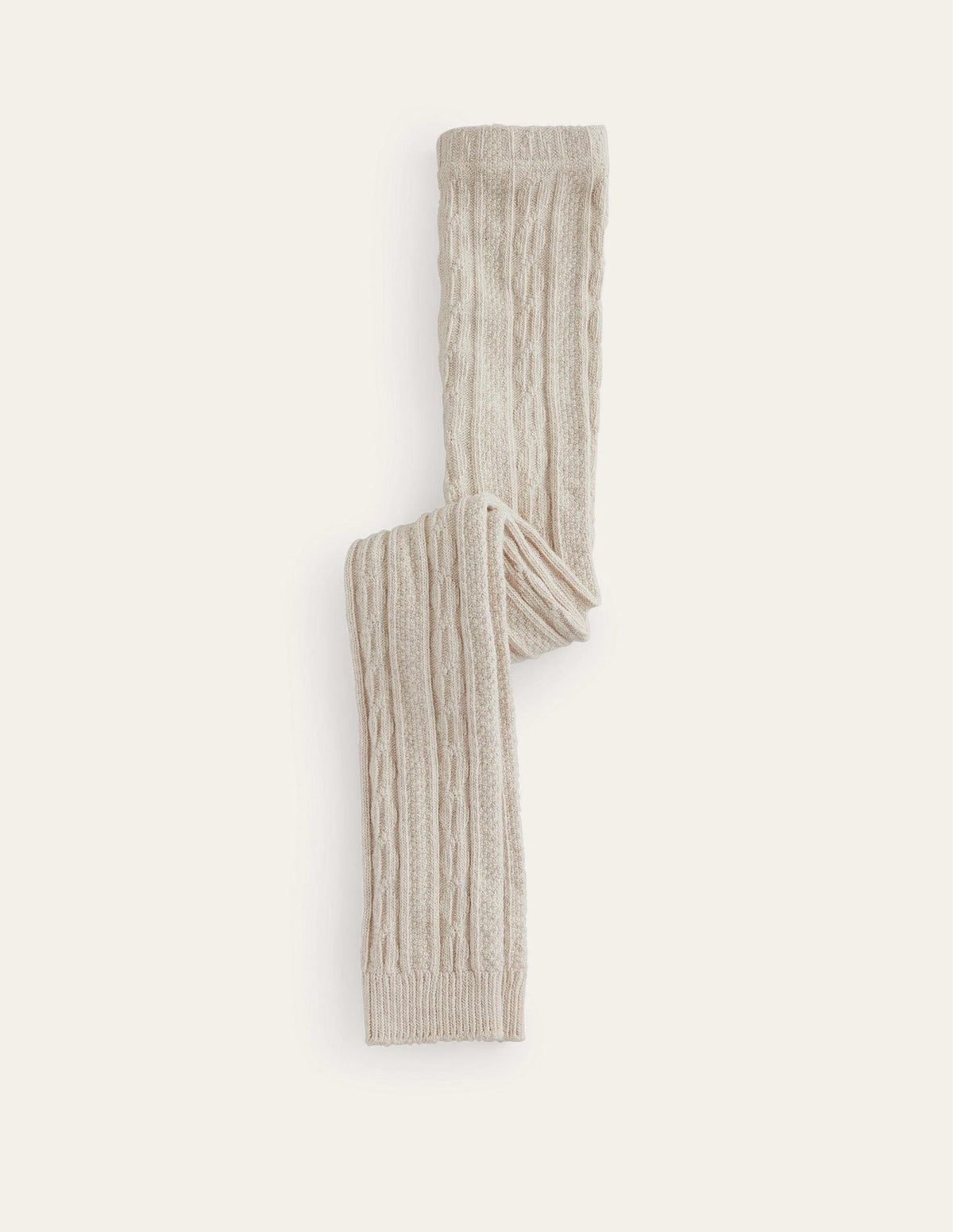 Boden Cable Footless Tights - Oatmeal Marl