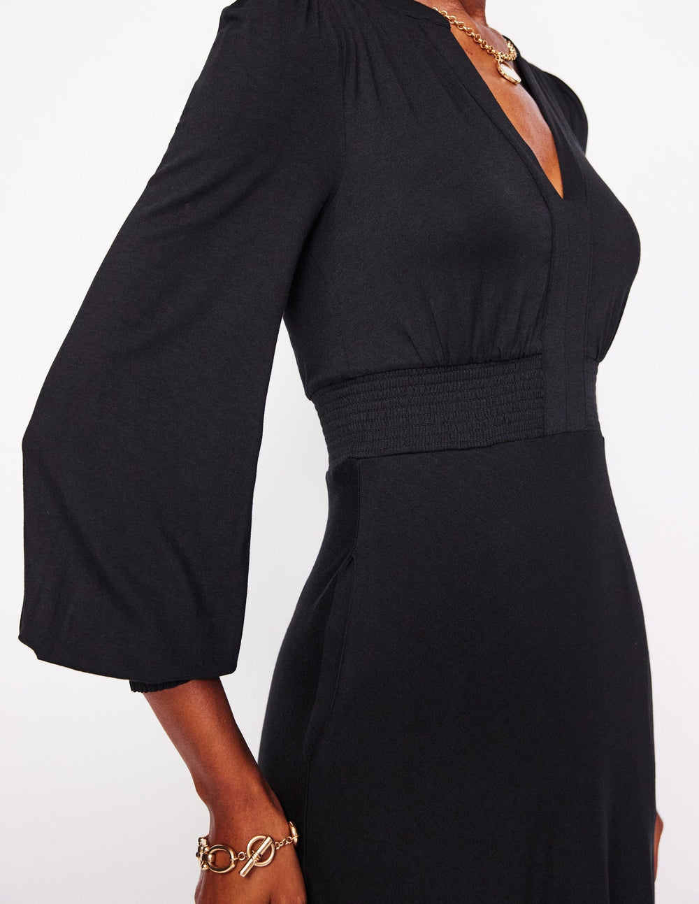 Boden Ivy Smocked Midi Dress - Black