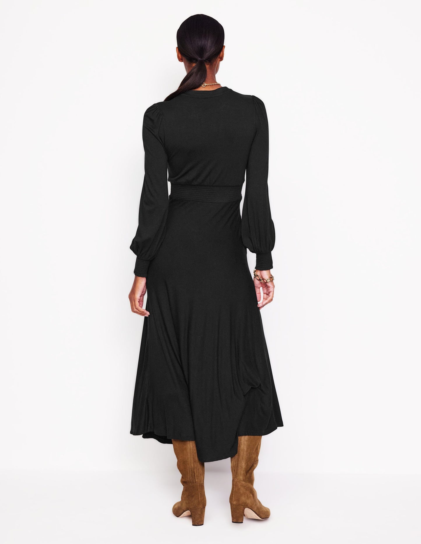 Boden Ivy Smocked Midi Dress - Black