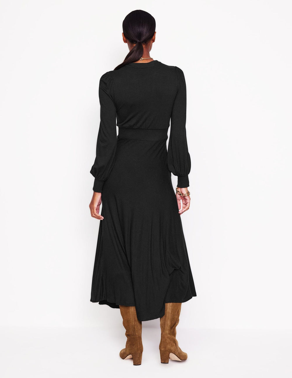 Boden Ivy Smocked Midi Dress - Black