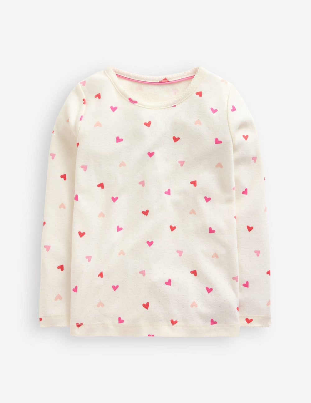 Boden Long Sleeve Pointelle Top - Soft Ivory Hearts