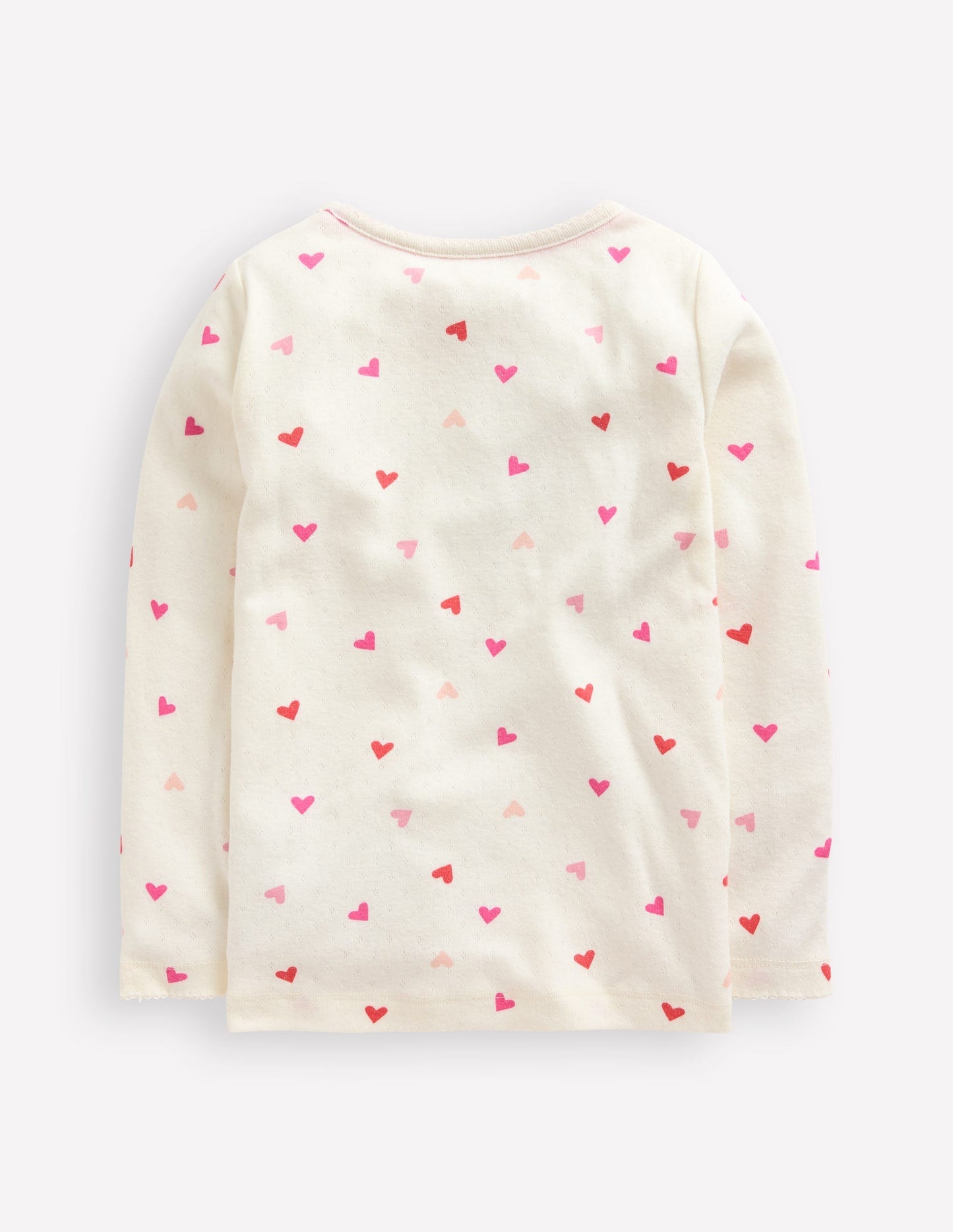 Boden Long Sleeve Pointelle Top - Soft Ivory Hearts