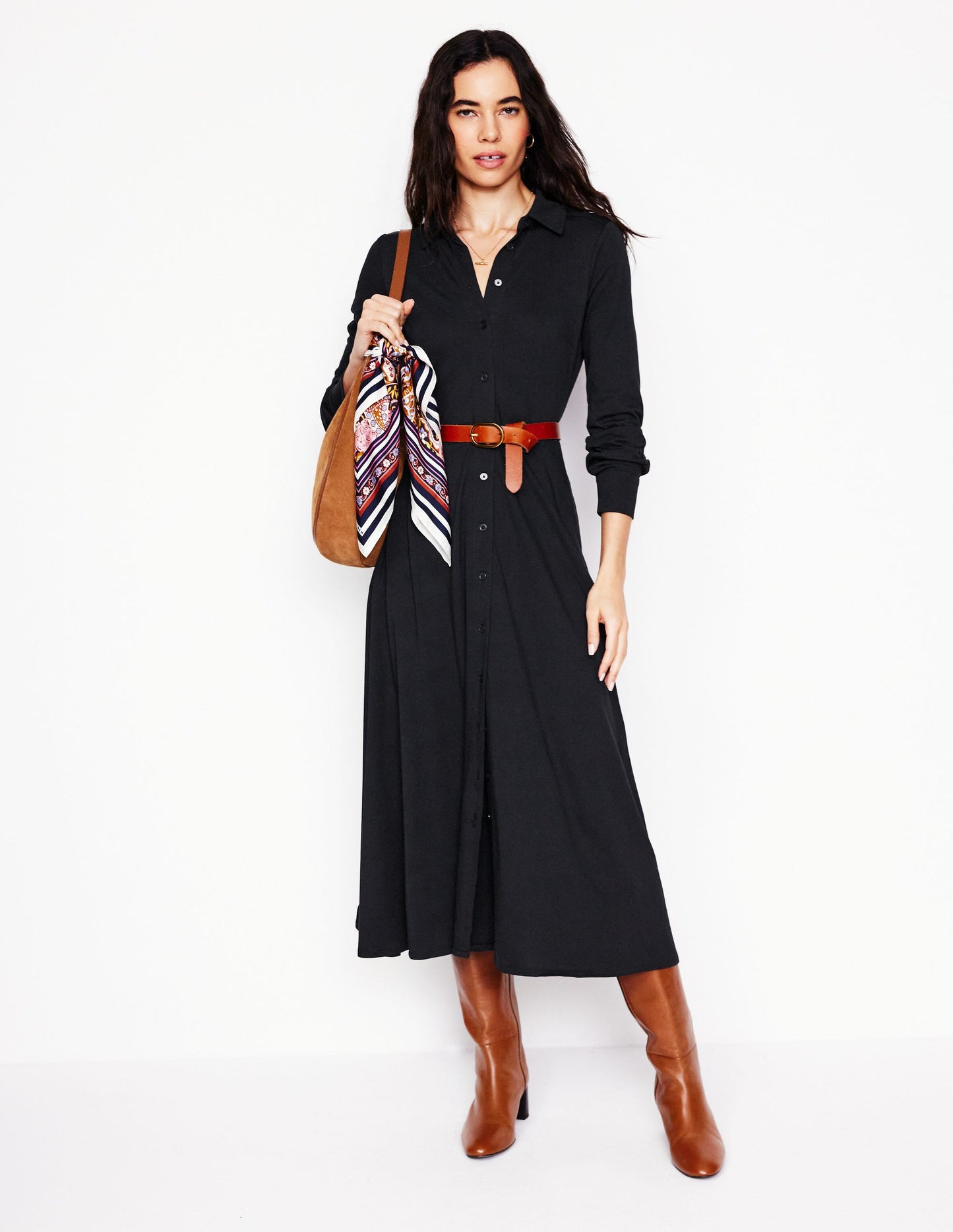 Boden Marcia Jersey Shirt Dress - Black