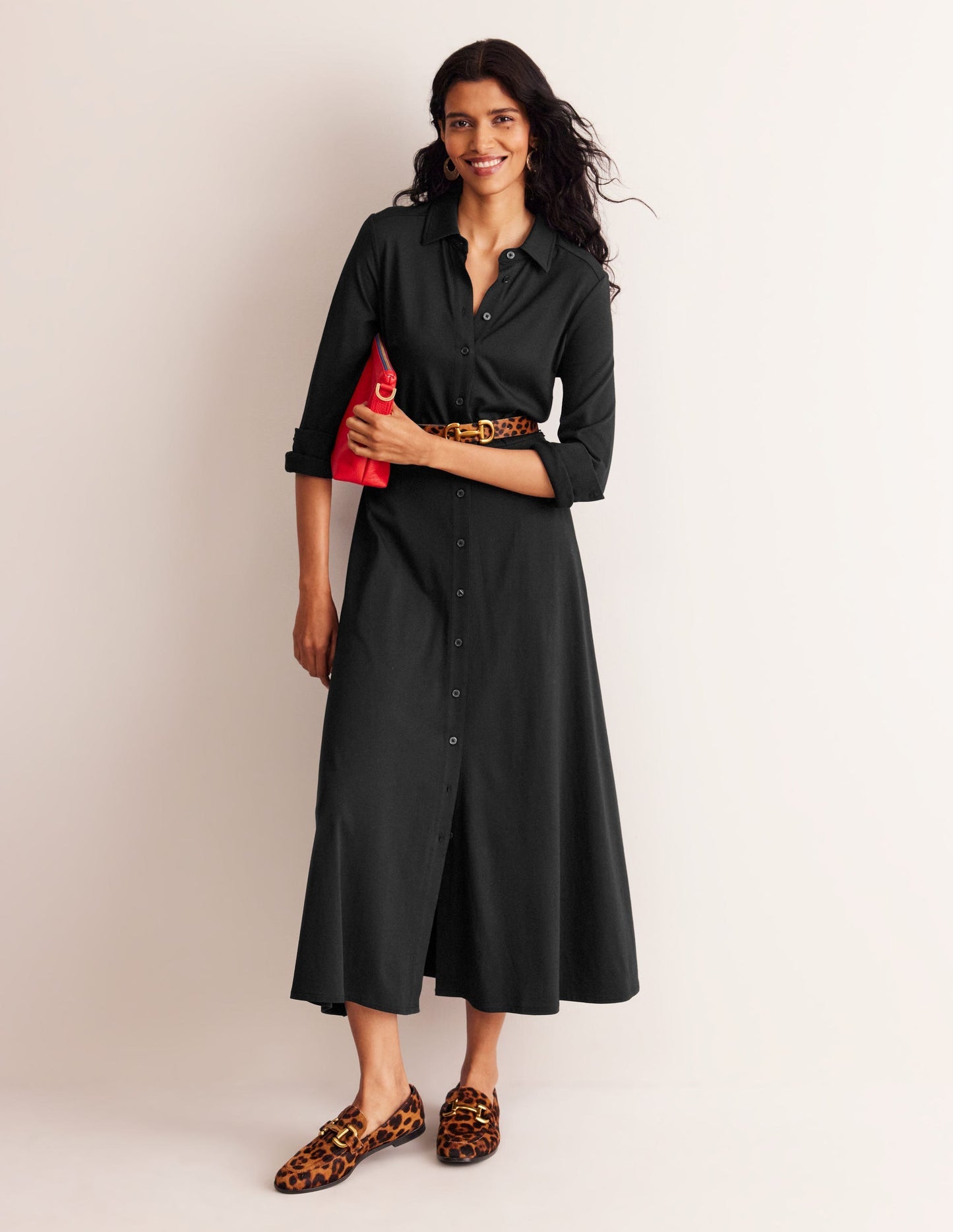 Boden Marcia Jersey Shirt Dress - Black
